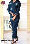 Embroidered Linen Cotton Co-Ord Set-ISKWIDWNH040325B