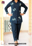 Embroidered Linen Cotton Co-Ord Set-ISKWIDWNH040325B