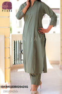 Embroidered Linen Cotton Kurti With Pant-ISKWKUDB020425G