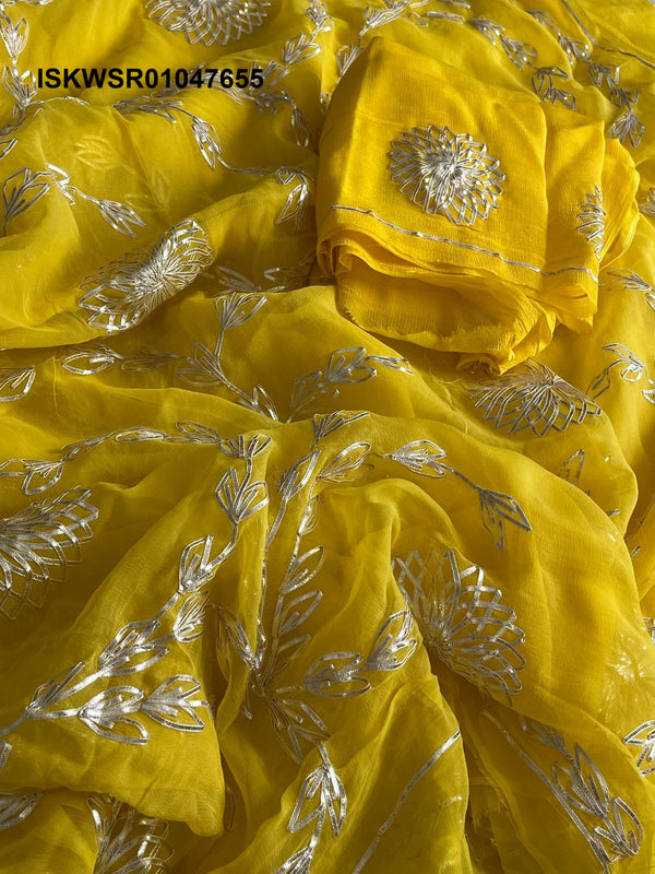 Sequined Chiffon Saree With Blouse-ISKWSR01047655