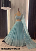 Embroidered Georgette Lehenga With Blouse And Net Dupatta-ISKWLH04044324