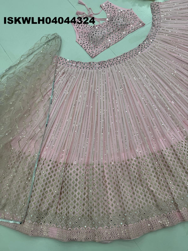 Embroidered Georgette Lehenga With Blouse And Net Dupatta-ISKWLH04044324