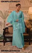 Embroidered Silk Kurti With Palazzo And Dupatta-ISKWPL07046231