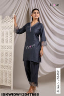Embroidered Silk Top With Pant-ISKWIDW12047688