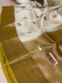 Banarasi Handloom Kora Organza Silk Saree With Blouse-ISKWSR220487225