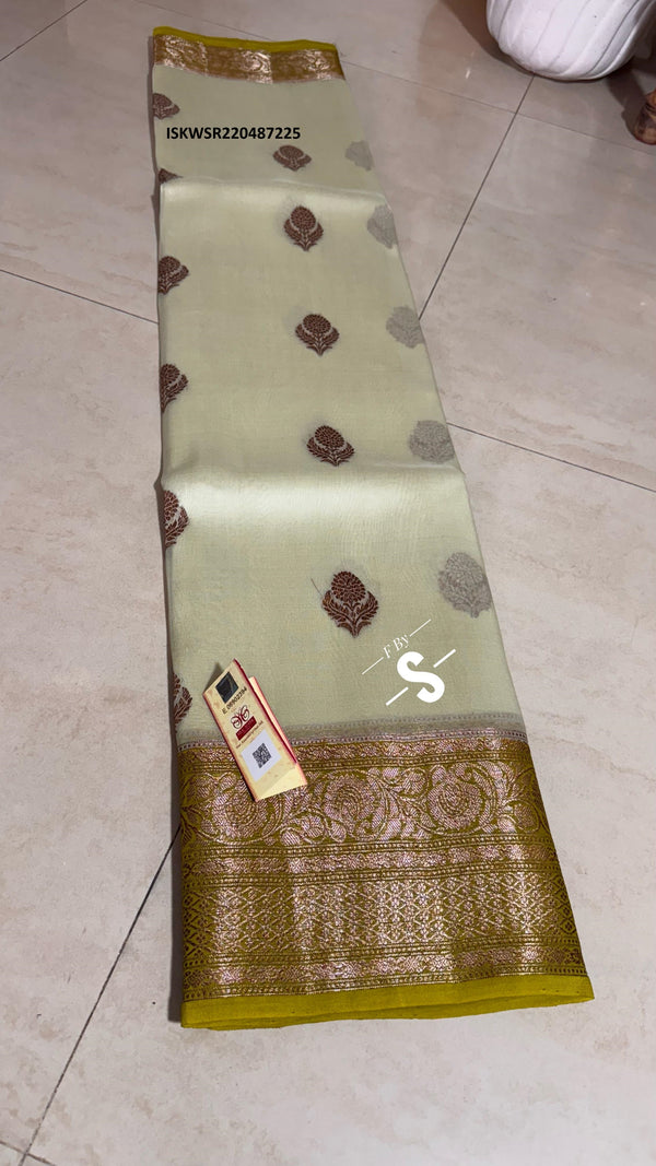 Banarasi Handloom Kora Organza Silk Saree With Blouse-ISKWSR220487225