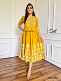 Block Printed Cotton Dress-ISKWDR2104Dk6453