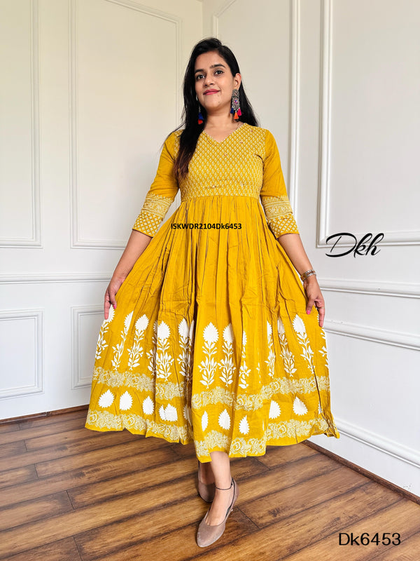 Block Printed Cotton Dress-ISKWDR2104Dk6453