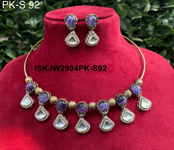 Pure Copper Kundan Jewelry Set-ISKJW2904PK-S92