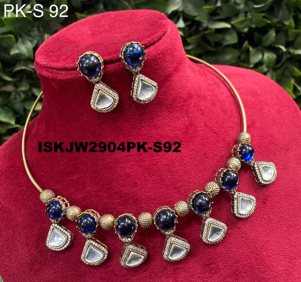 Pure Copper Kundan Jewelry Set-ISKJW2904PK-S92