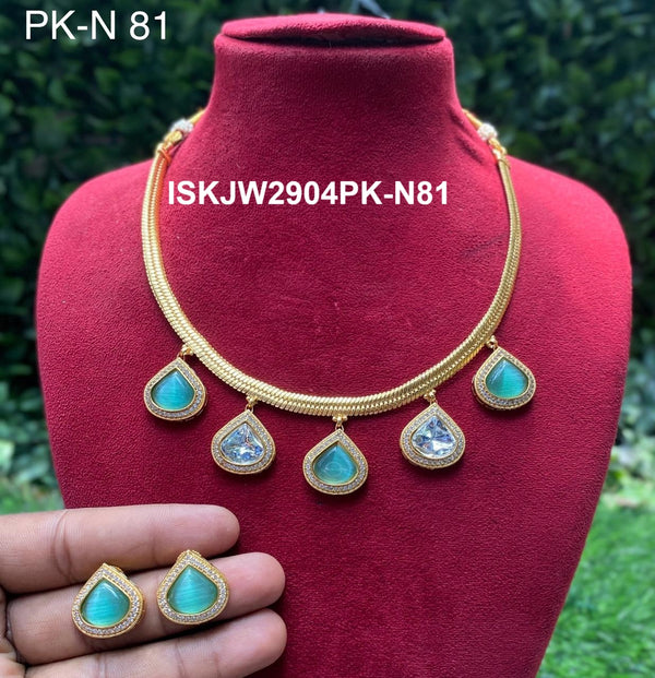 Pure Copper Kundan Jewelry Set-ISKJW2904PK-N81