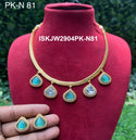 Pure Copper Kundan Jewelry Set-ISKJW2904PK-N81