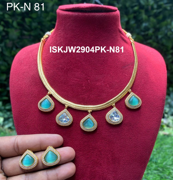 Pure Copper Kundan Jewelry Set-ISKJW2904PK-N81