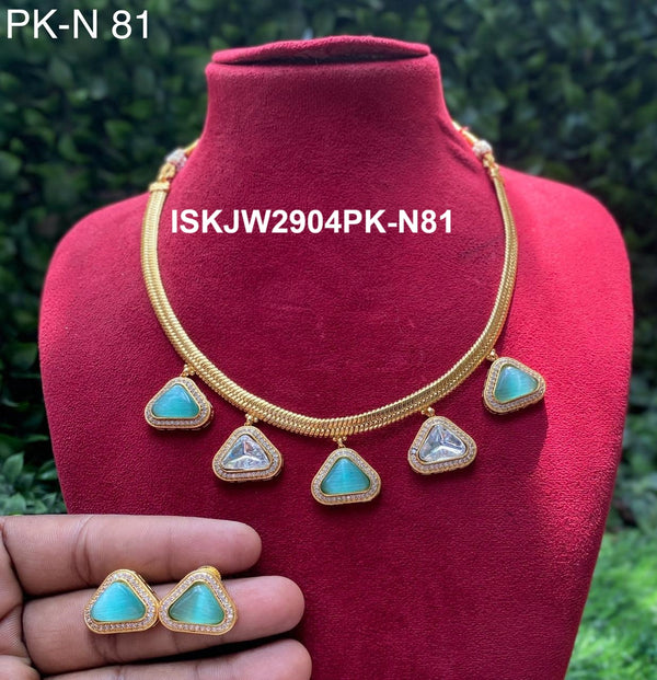 Pure Copper Kundan Jewelry Set-ISKJW2904PK-N81