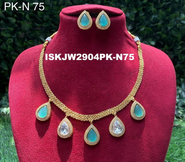 Pure Copper Kundan Jewelry Set-ISKJW2904PK-N75