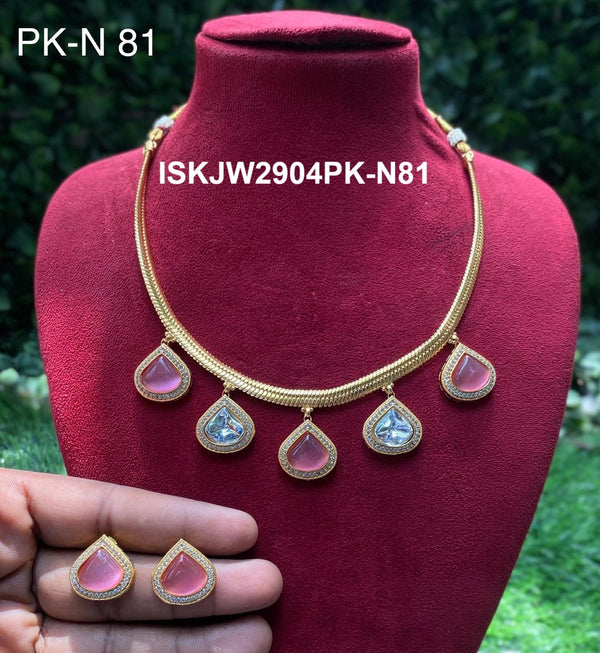 Pure Copper Kundan Jewelry Set-ISKJW2904PK-N81