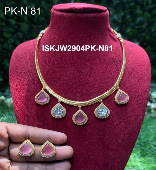 Pure Copper Kundan Jewelry Set-ISKJW2904PK-N81