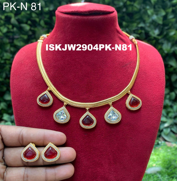 Pure Copper Kundan Jewelry Set-ISKJW2904PK-N81