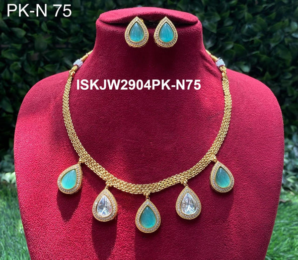 Pure Copper Kundan Jewelry Set-ISKJW2904PK-N75