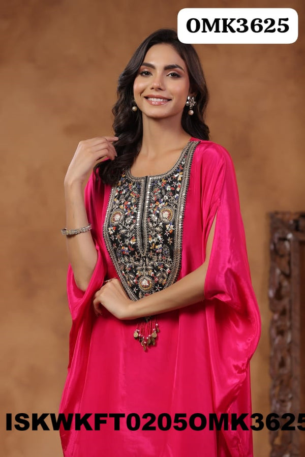 Sequined Crape Kaftan With Tulip Pant-ISKWKFT0205OMK3625