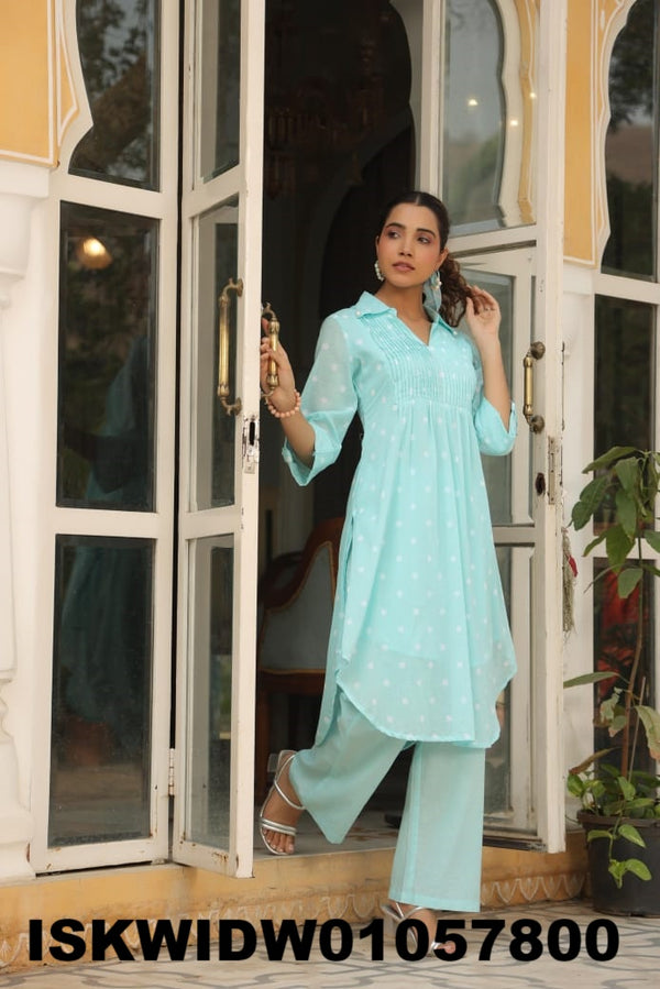 Sequined Malmal Cotton Co-Ord Set-ISKWIDW01057800