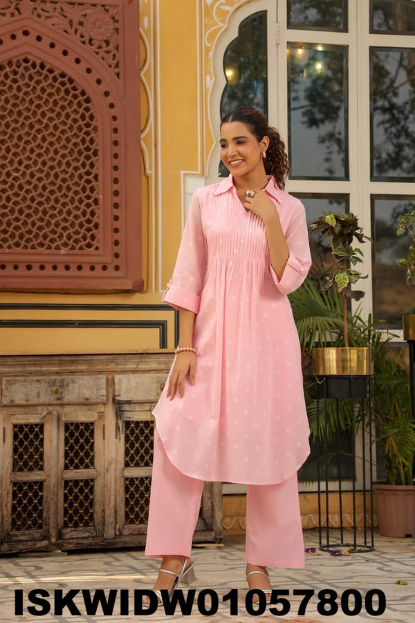 Sequined Malmal Cotton Co-Ord Set-ISKWIDW01057800