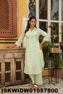 Sequined Malmal Cotton Co-Ord Set-ISKWIDW01057800