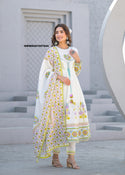 Floral Printed Malmal Cotton Anarkali Kurti With Pant And Dupatta-ISKWSU01057644