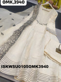 Sequined Cotton Anarkali Kurti With Pant And Organza Dupatta-ISKWSU0105OMK3940