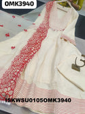 Sequined Cotton Anarkali Kurti With Pant And Organza Dupatta-ISKWSU0105OMK3940
