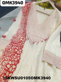 Sequined Cotton Anarkali Kurti With Pant And Organza Dupatta-ISKWSU0105OMK3940