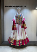 Sequined Khadi Cotton Lehenga With Blouse And Lagdi Patta Dupatta-ISKWNAV04058723