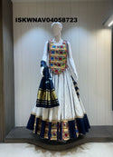 Sequined Khadi Cotton Lehenga With Blouse And Lagdi Patta Dupatta-ISKWNAV04058723
