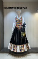 Sequined Khadi Cotton Lehenga With Blouse And Lagdi Patta Dupatta-ISKWNAV04058723