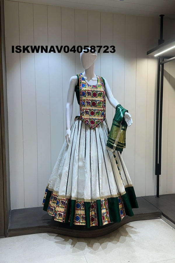 Sequined Khadi Cotton Lehenga With Blouse And Lagdi Patta Dupatta-ISKWNAV04058723