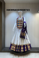 Sequined Khadi Cotton Lehenga With Blouse And Lagdi Patta Dupatta-ISKWNAV04058723