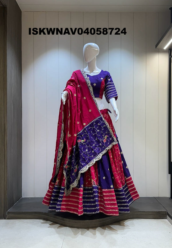 Embroidered Silk Lehenga With Blouse And Dupatta-ISKWNAV04058724