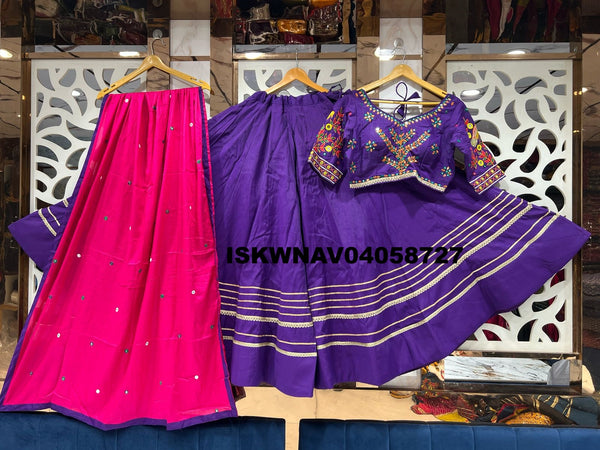 Embroidered Silk Lehenga With Blouse And Contrast Dupatta-ISKWNAV04058727