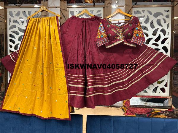 Embroidered Silk Lehenga With Blouse And Contrast Dupatta-ISKWNAV04058727