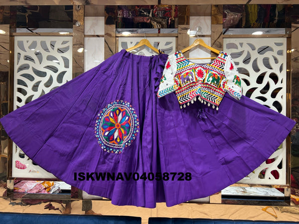 Embroidered Cotton Lehenga With Blouse-ISKWNAV04058728