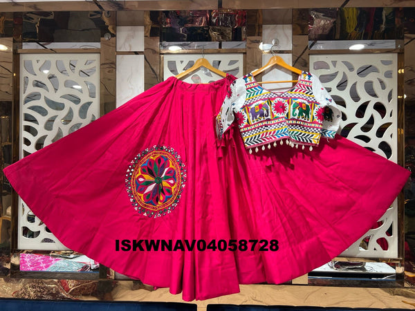 Embroidered Cotton Lehenga With Blouse-ISKWNAV04058728