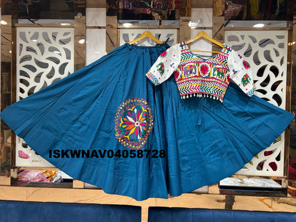 Embroidered Cotton Lehenga With Blouse-ISKWNAV04058728