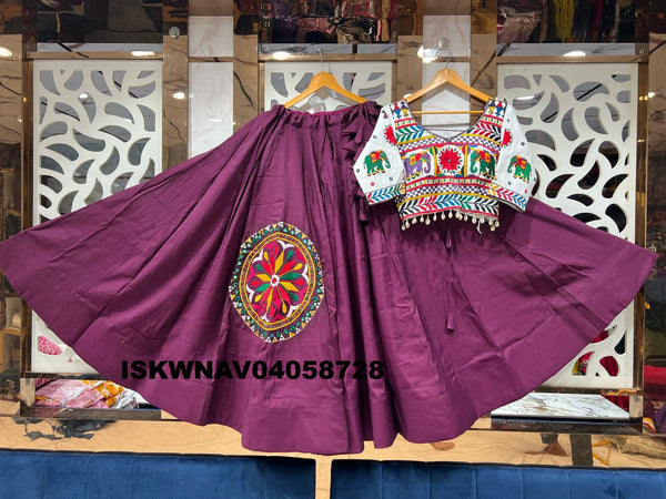 Embroidered Cotton Lehenga With Blouse-ISKWNAV04058728