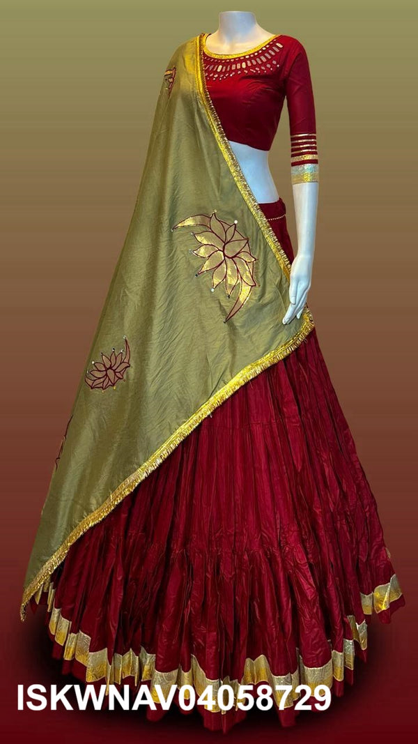 Sequined Rayon Cotton Lehenga With Blouse And Dupatta-ISKWNAV04058729