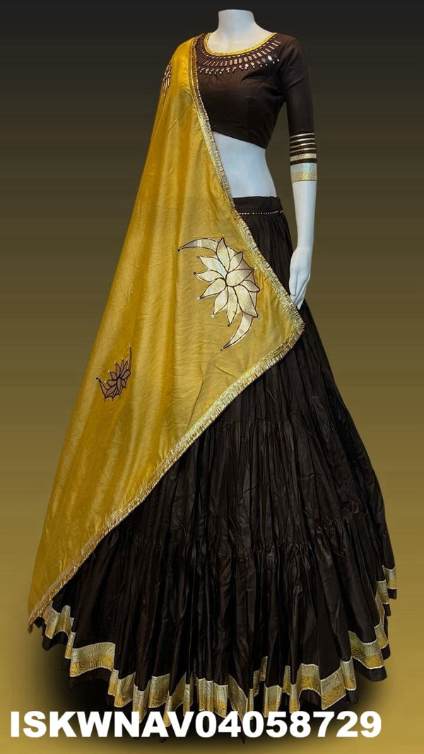 Sequined Rayon Cotton Lehenga With Blouse And Dupatta-ISKWNAV04058729