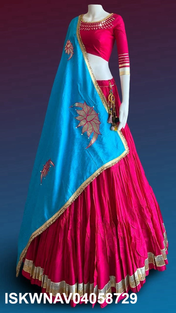 Sequined Rayon Cotton Lehenga With Blouse And Dupatta-ISKWNAV04058729