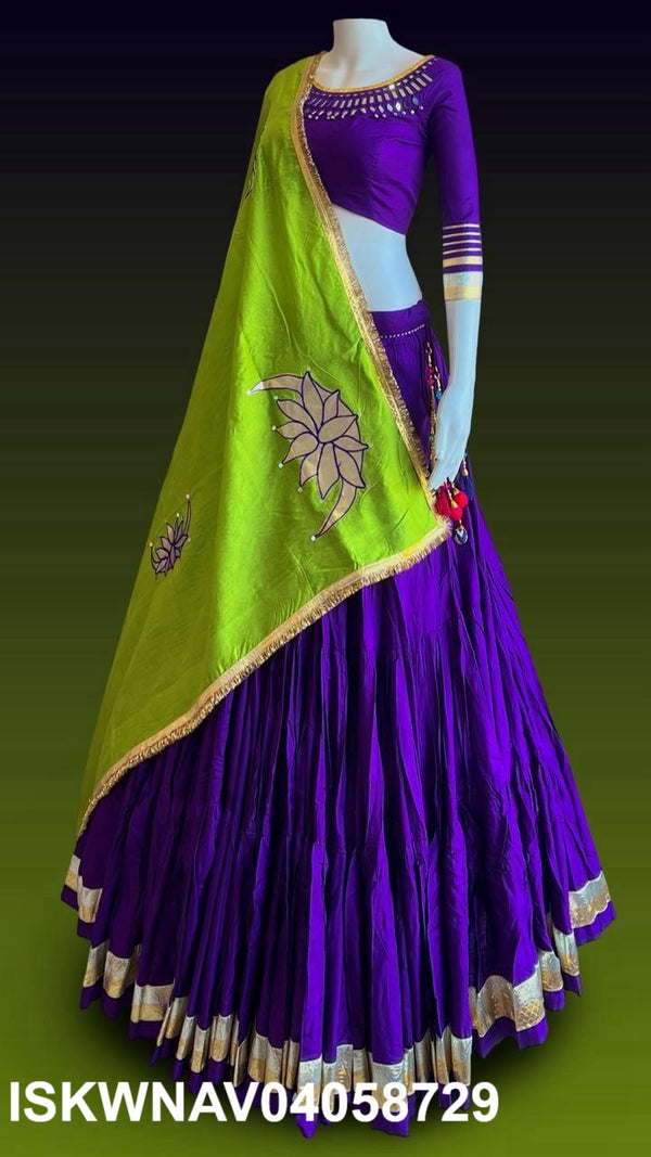 Sequined Rayon Cotton Lehenga With Blouse And Dupatta-ISKWNAV04058729