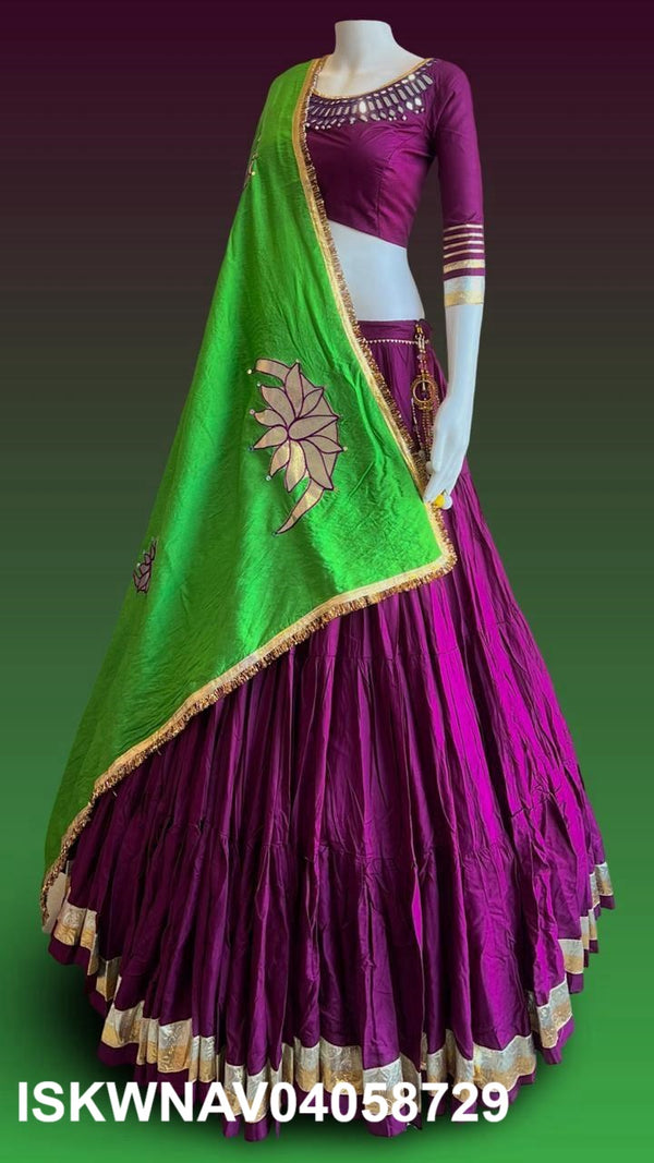 Sequined Rayon Cotton Lehenga With Blouse And Dupatta-ISKWNAV04058729