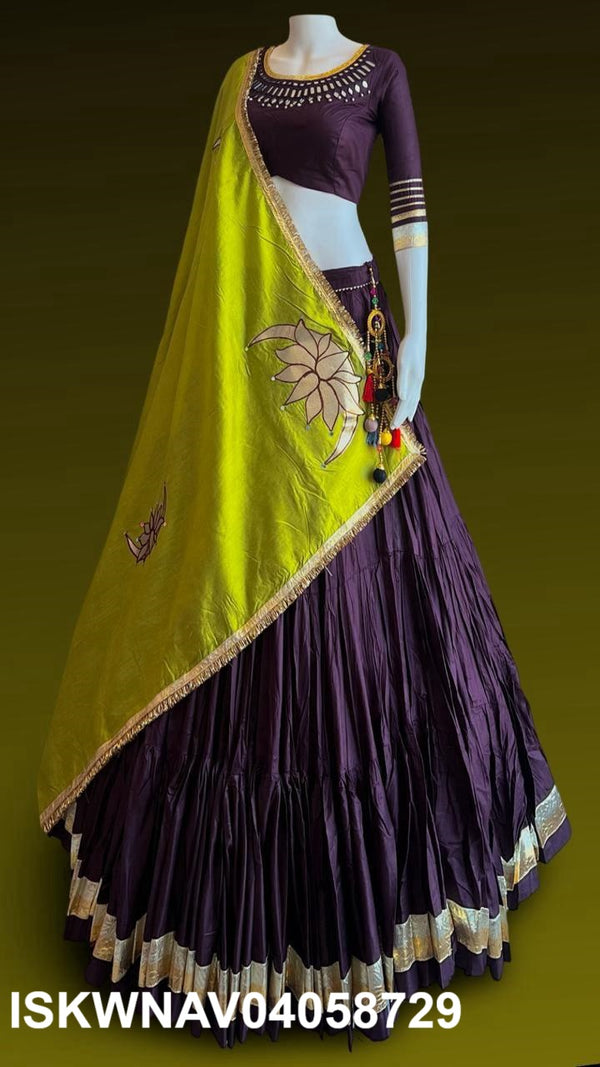Sequined Rayon Cotton Lehenga With Blouse And Dupatta-ISKWNAV04058729