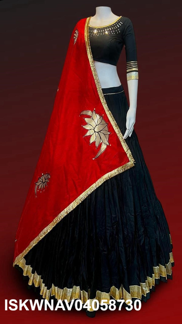 Sequined Rayon Cotton Lehenga With Blouse And Dupatta-ISKWNAV04058730